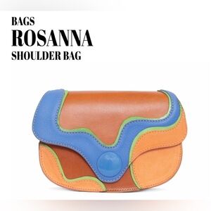 Fluevog NWT Rosanna structured shoulder bag orange/brown/blue/green leather